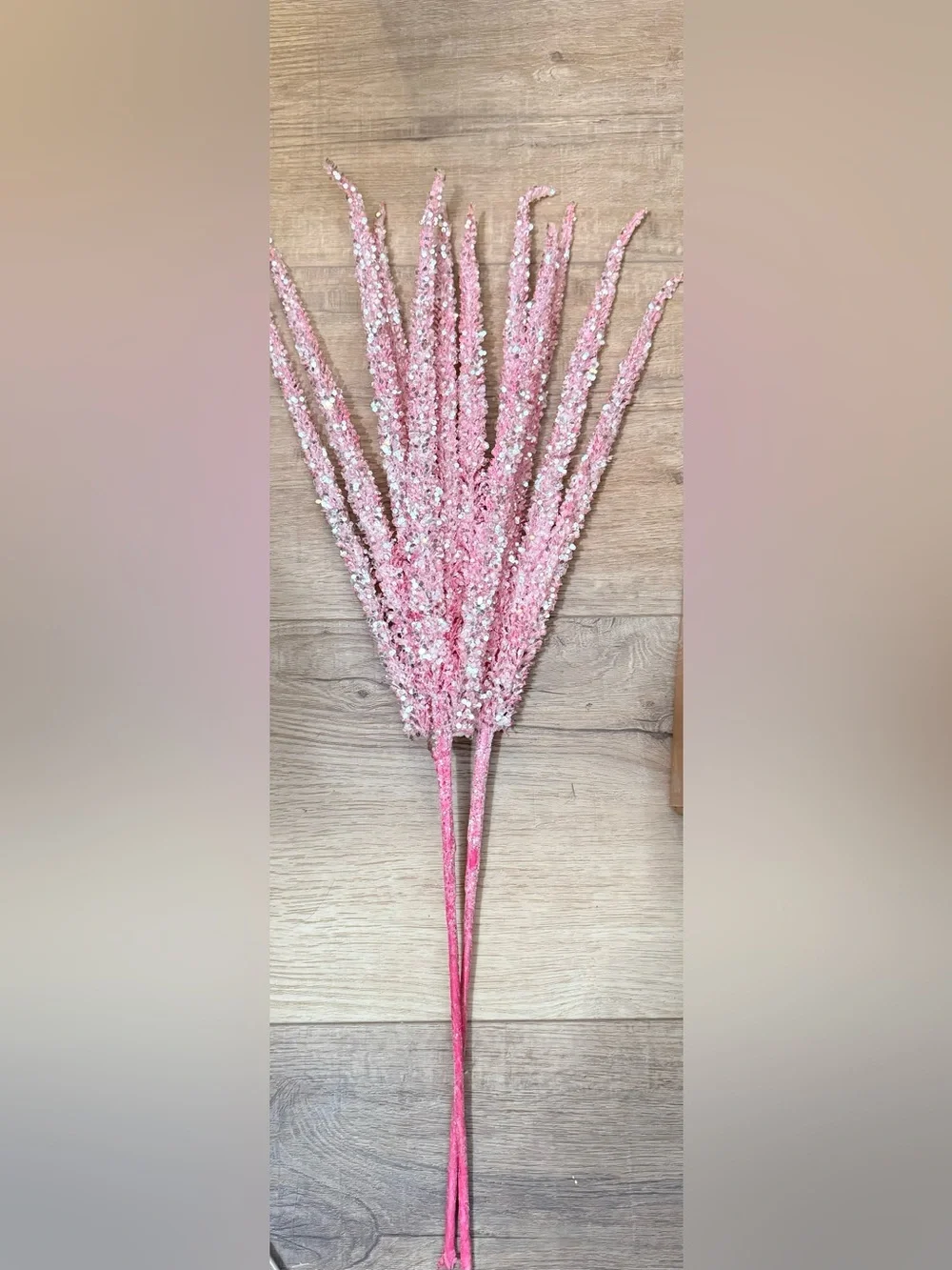 2 Pink Decorative Glitter Pampas Stems pier 1 Home Accents